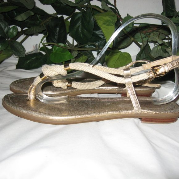 MICHAEL KORS GOLD AND ROPE SANDALS 9.5M - Picture 5 of 11